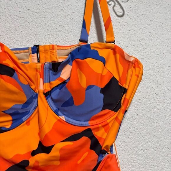 NWOT Tabitha Brown  One Piece Swimsuit Multicolor 18W Floral Print Tie-Front - Picture 8 of 14